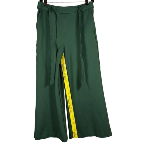 BODEN Ponte Pull On Crop Trousers, Green, Attached Belt Cotton Stretch, Size 8R - Picture 6 of 10